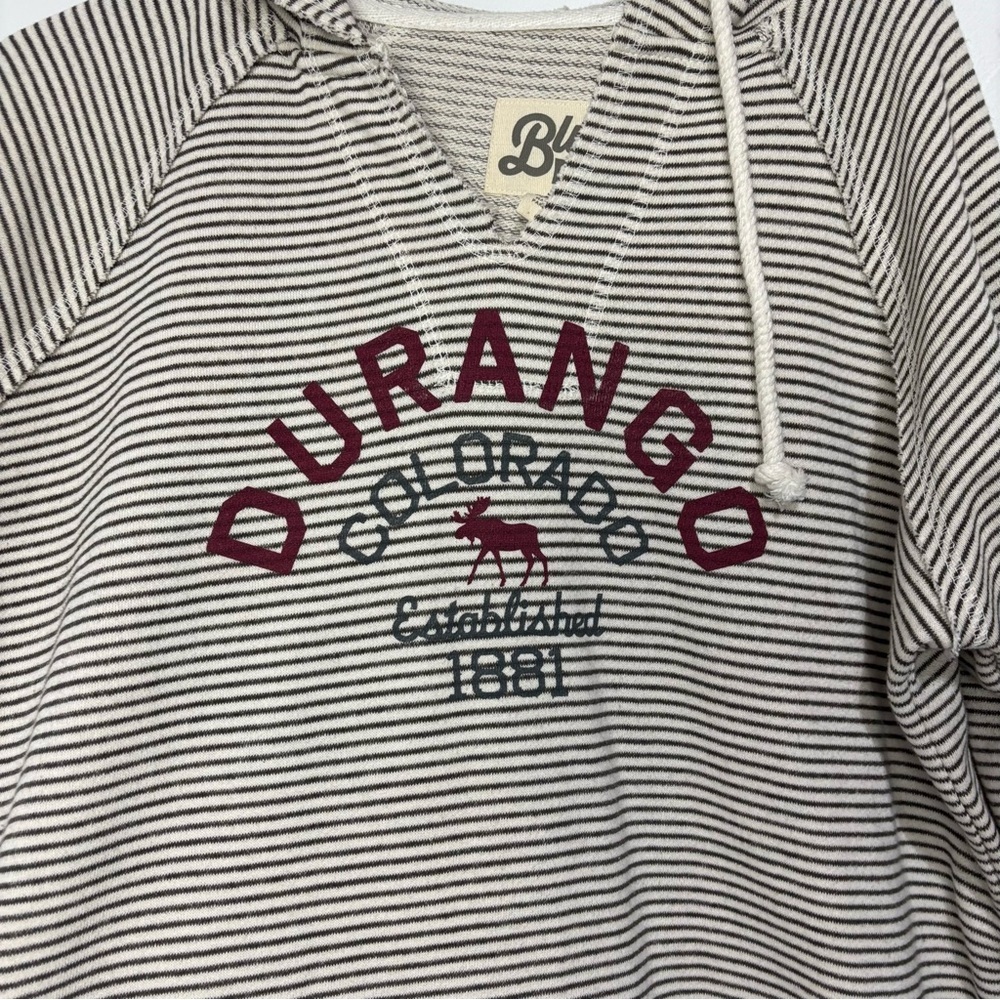 Blue 84 Durango Striped Hooded Pullover with Maroon Logo Women's Large Cotton - Picture 2 of 8